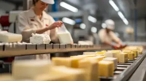Uitzendkrachten aan het werk in de kaasverwerking