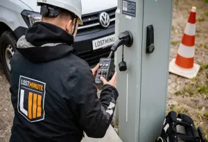Medewerker voert technische controle uit bij laadpaal