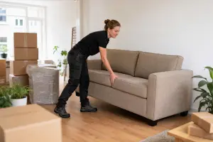 Medewerker richt een huisvestingslocatie in